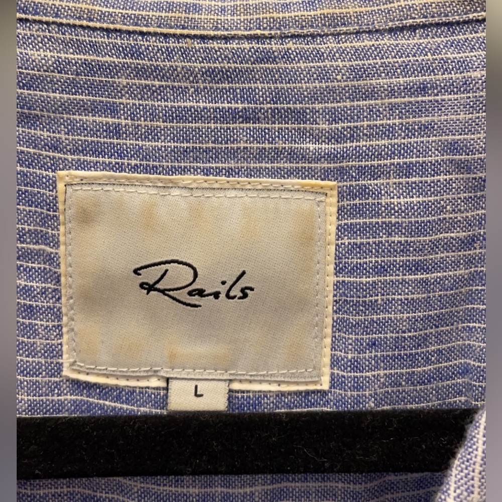 Rails Blue And White Collared Button Down, Rolled… - image 3